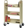 Maklaine Traditional Single-sided Metal Mobile Book Cart Putty/Beige
