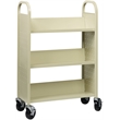 Maklaine Traditional Single-sided Metal Mobile Book Cart Putty/Beige