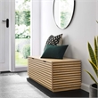 Maklaine Contemporary Particleboard and Laminate Storage Bench in Oak