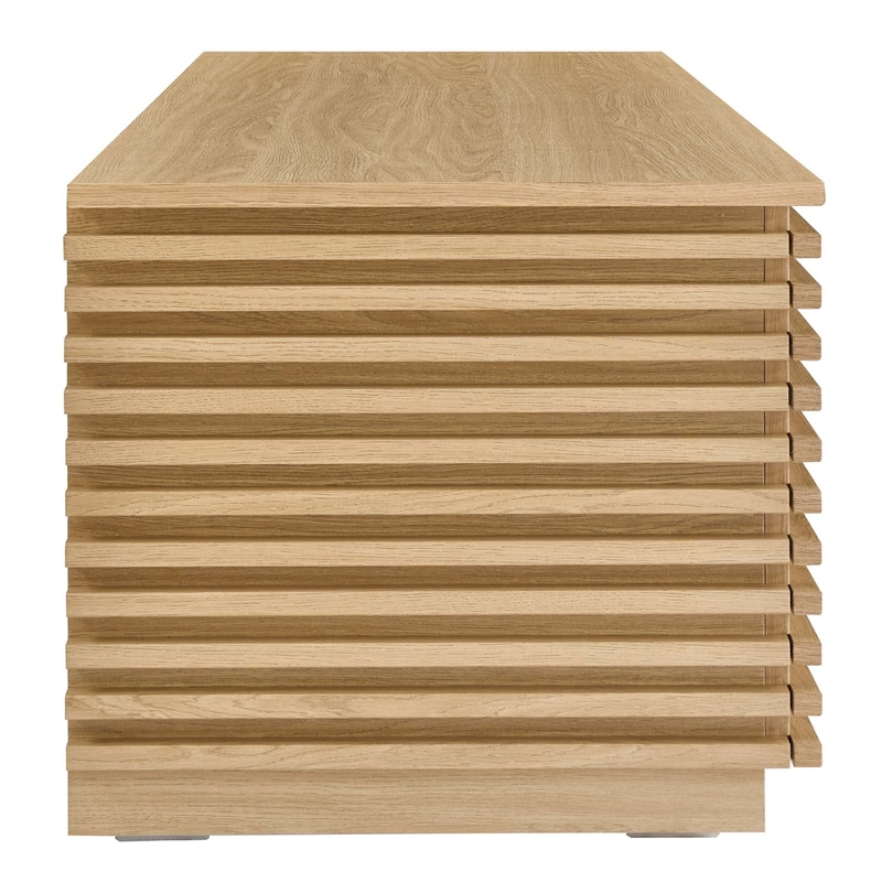 Maklaine Contemporary Particleboard and Laminate Storage Bench in Oak