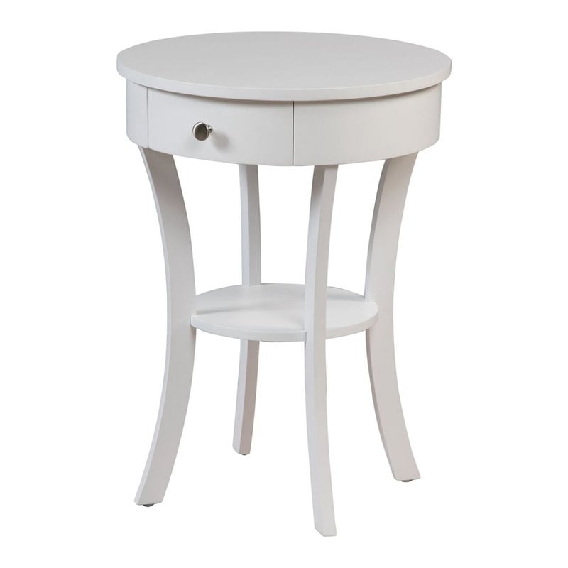 Maklaine Elegant Wood Modern Traditional End Table in White Finish