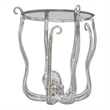 Maklaine Coastal Octopus Aluminum and Glass Table in Silver Finish