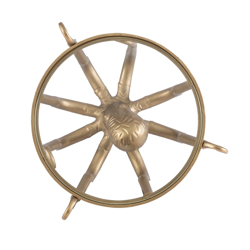 Maklaine Elegant Coastal Aluminum and Tempered Glass Octopus Table in Gold