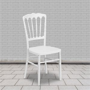 Maklaine Transitional Napoleon Resin Stackable Accent Chair in White