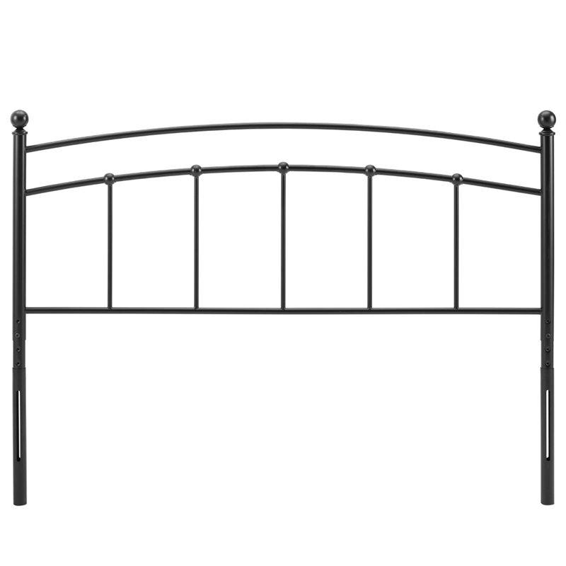 Maklaine Contemporary Powder Coated Iron King Headboard in Black