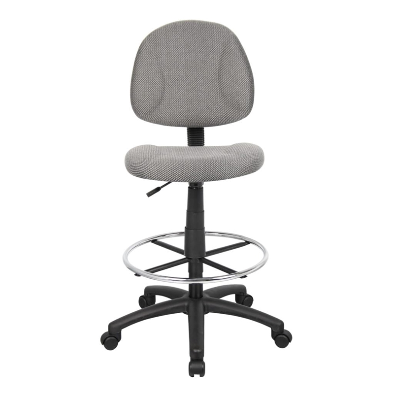 Maklaine Contoured Comfort Rolling Fabric Drafting Stool in Gray