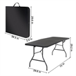 Maklaine Contemporary 6' Centerfold Blow Molded Folding Table in Black
