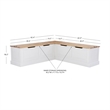 Maklaine Two Tone Backless Wooden Storage Nook in Natural and White