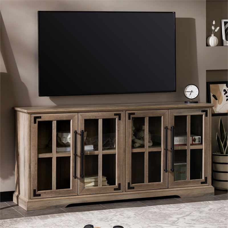 Maklaine Farmhouse Wood TV Stand for TVs up to 64