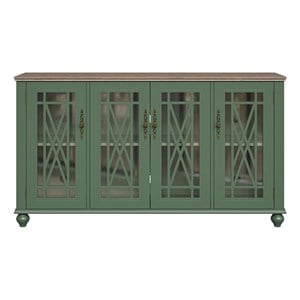 Maklaine 63&quot Vintage Wood Kitchen Accent Buffet Sideboard Cabinet - Green