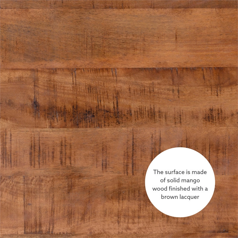 Maklaine Round Wood Nesting Coffee Tables (Set of 2) in Black Matte Iron