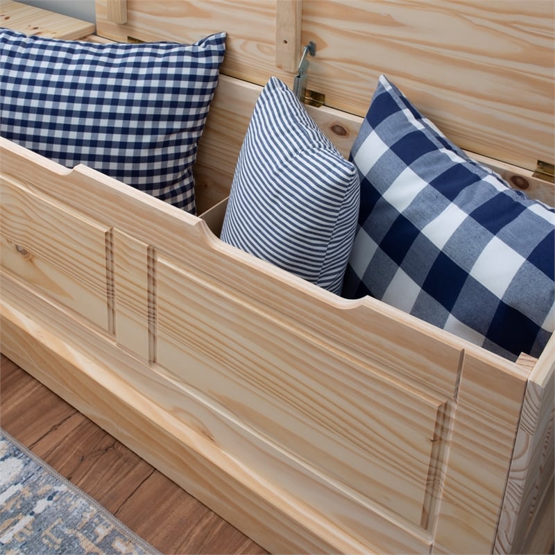 Maklaine Rustic Backless Corner Nook with Storage in Solid Unfinished Pine