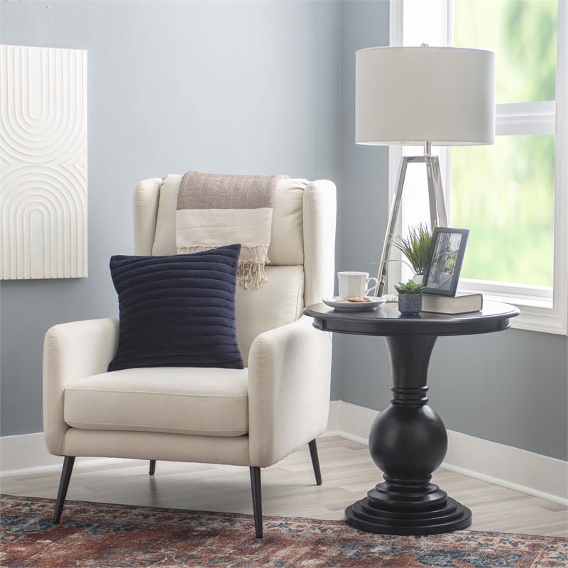 Maklaine Round Wood Accent Table Pedestal Base 26.5