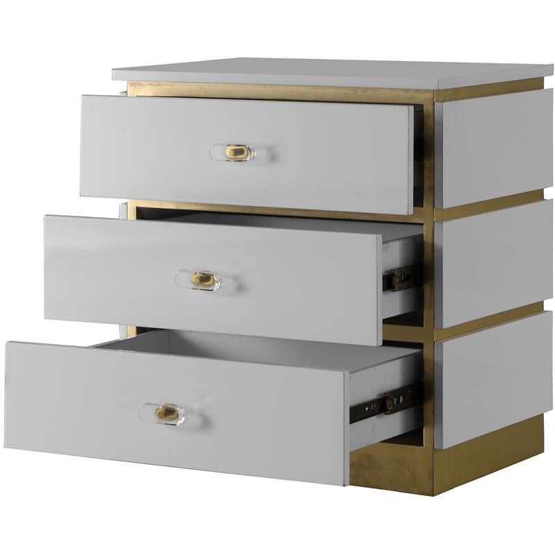 Maklaine Modern / Contemporary Accent Table in White Lacquer/Gold