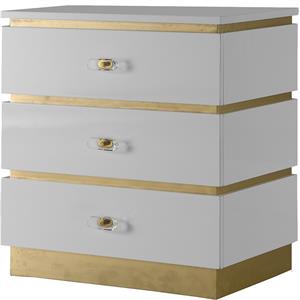 Maklaine Modern / Contemporary Accent Table in White Lacquer/Gold