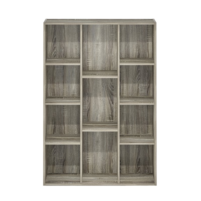 Maklaine 11-Cube Reversible Open Shelf Bookcase in French Oak