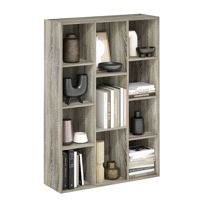Maklaine 11-Cube Reversible Open Shelf Bookcase in French Oak