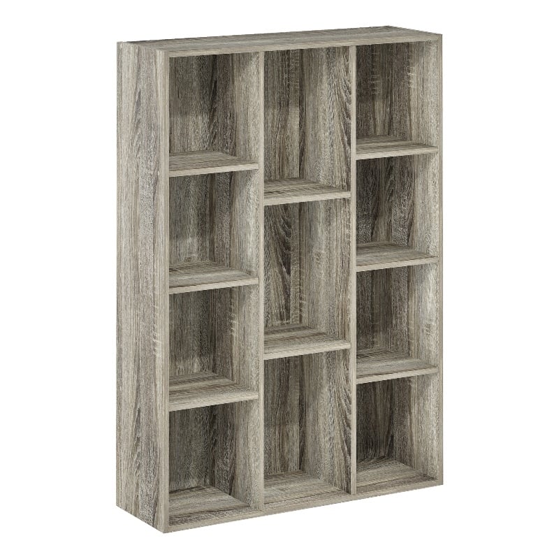 Maklaine 11-Cube Reversible Open Shelf Bookcase in French Oak