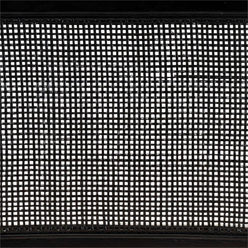 Maklaine Folding Side Chair Woven Cane Back Beige Padded Seat in Black Wood