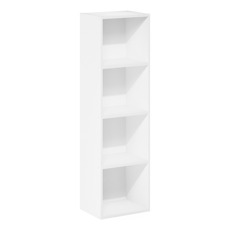 Maklaine Engineered Wood Contemporary 4-Tier Open Shelf Bookcase in White