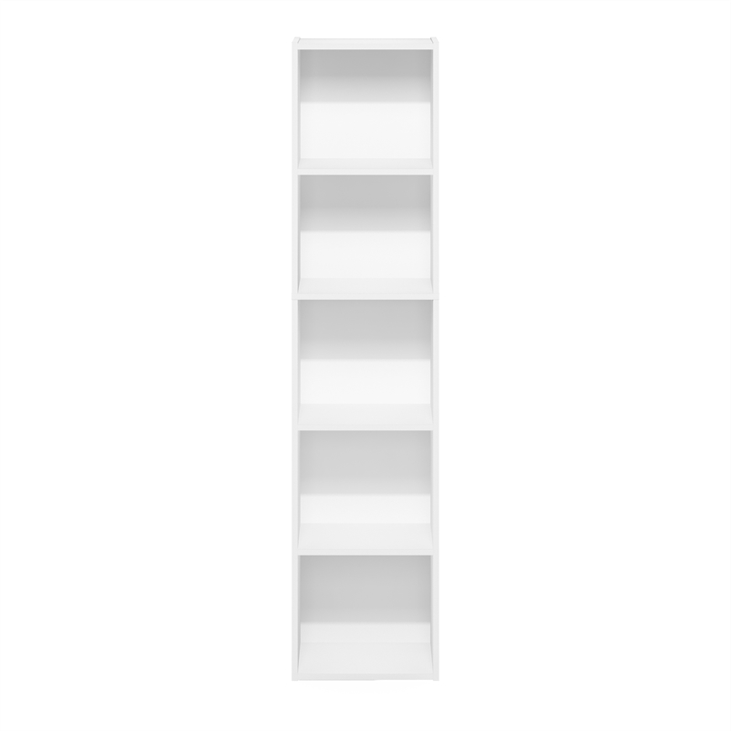 Maklaine Engineered Wood Contemporary 5-Tier Open Shelf Bookcase in White