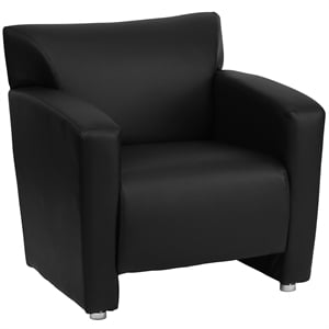 Maklaine Modern / Contemporary Leather Chair in Black and Cherry