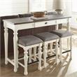 Maklaine Two-tone Distressed Ivory and Mocha Wood 4-piece Sofa Bar Set