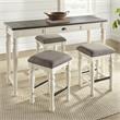 Maklaine Two-tone Distressed Ivory and Mocha Wood 4-piece Sofa Bar Set