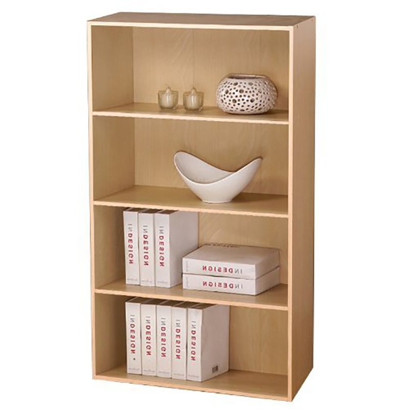 Maklaine Engineered Wood 4-Tier Open Shelf in Steam Beech/Natural