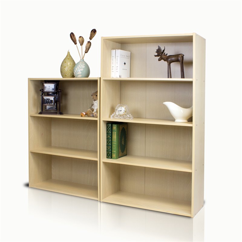 Maklaine Engineered Wood 4-Tier Open Shelf in Steam Beech/Natural