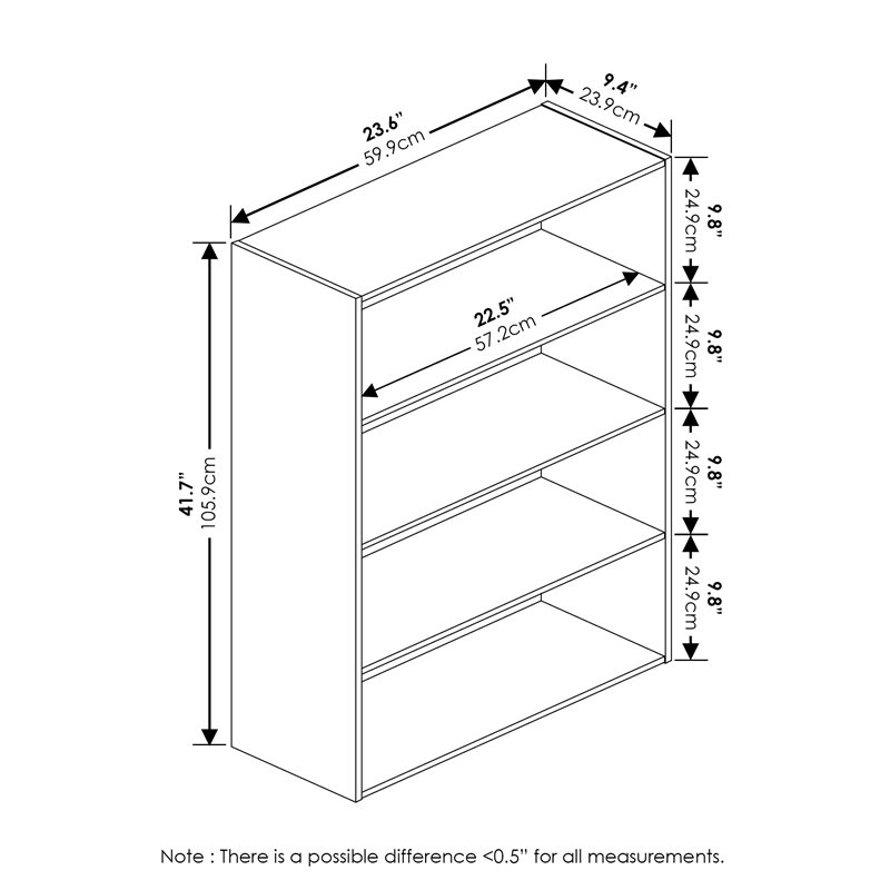Maklaine Engineered Wood 4-Tier Open Shelf in Steam Beech/Natural