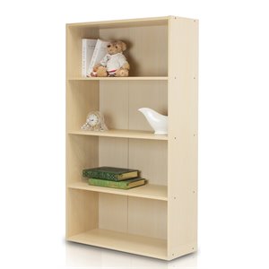 Maklaine Engineered Wood 4-Tier Open Shelf in Steam Beech/Natural