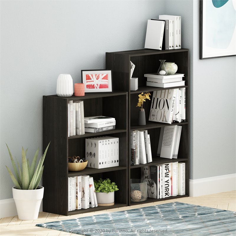 Maklaine Contemporary Engineered Wood 4-Tier Open Shelf in Espresso