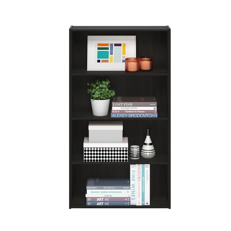 Maklaine Contemporary Engineered Wood 4-Tier Open Shelf in Espresso