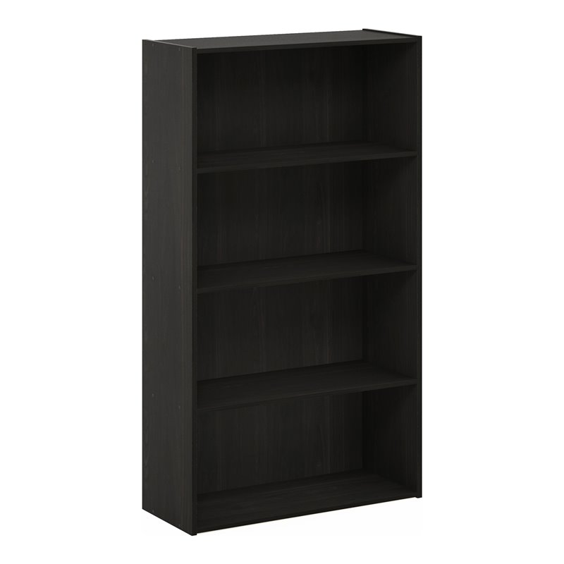 Maklaine Contemporary Engineered Wood 4-Tier Open Shelf in Espresso