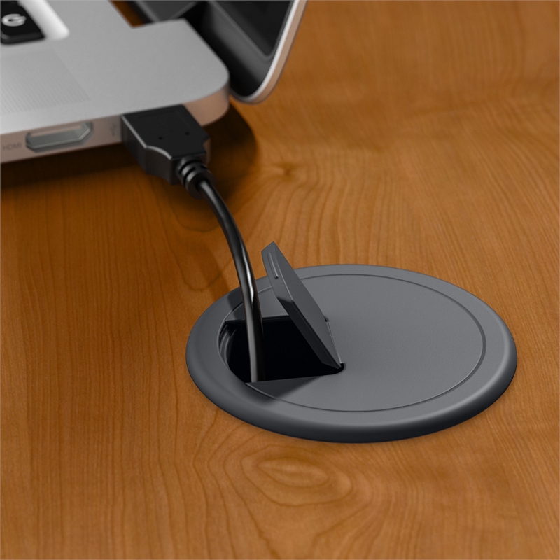 Maklaine Engineered Wood 60W Office Desk in Natural Cherry and Slate