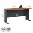 Maklaine Engineered Wood 60W Office Desk in Natural Cherry and Slate