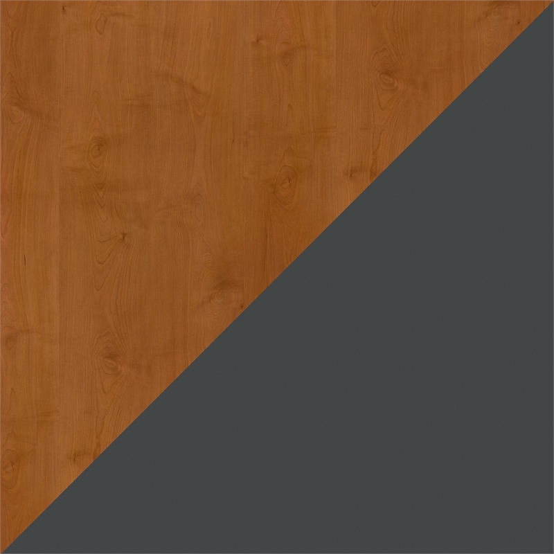 Maklaine Engineered Wood 60W Office Desk in Natural Cherry and Slate