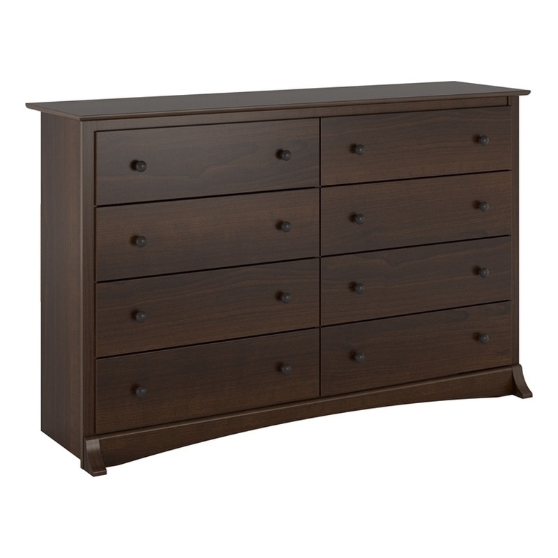 Maklaine 8-Drawer Transitional Composite Wood Dresser in Espresso