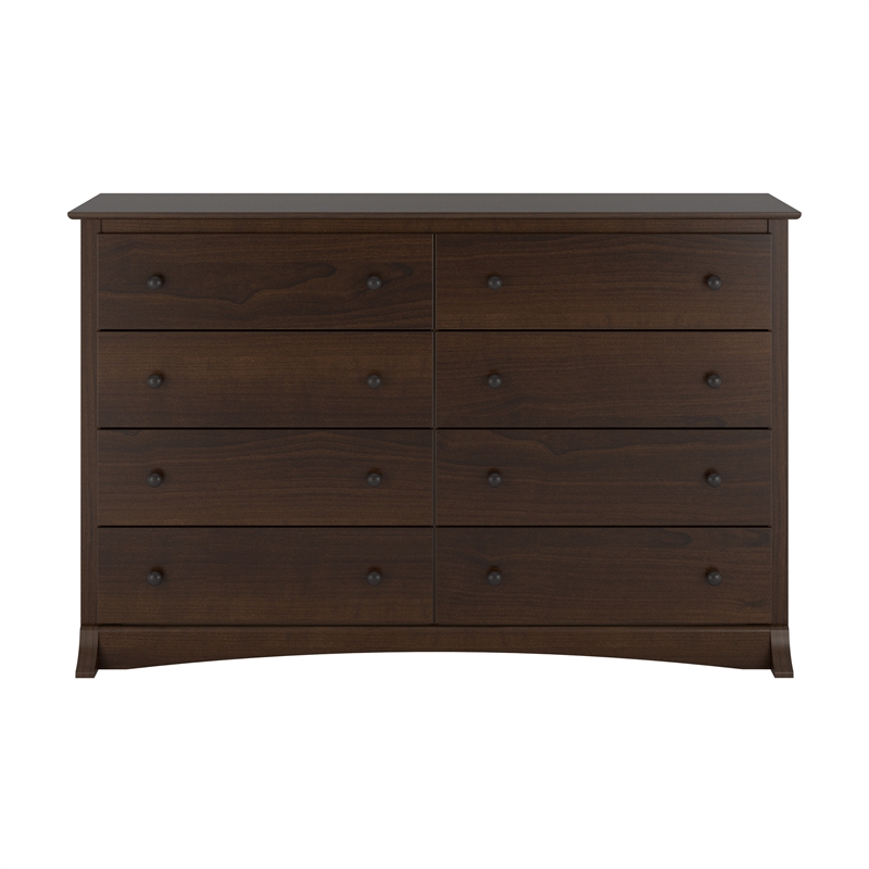 Maklaine 8-Drawer Transitional Composite Wood Dresser in Espresso