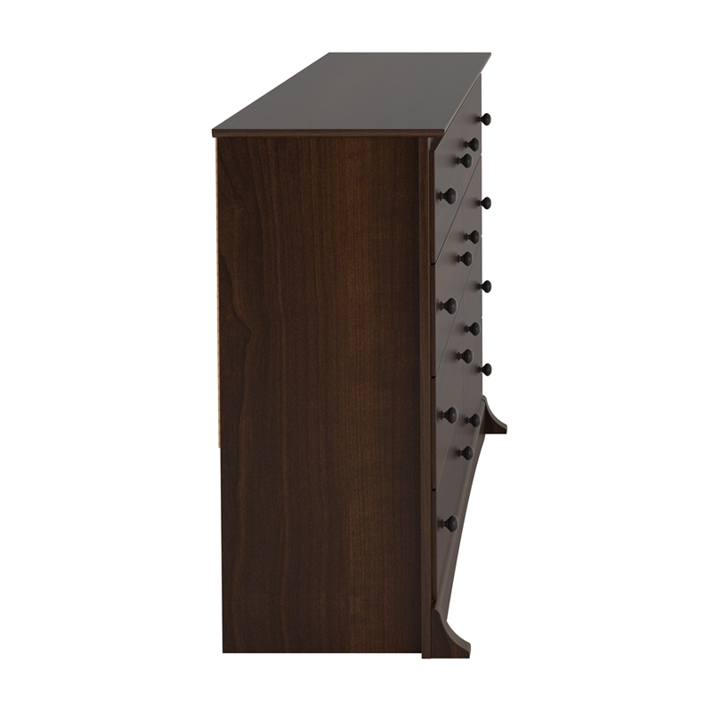 Maklaine 8-Drawer Transitional Composite Wood Dresser in Espresso