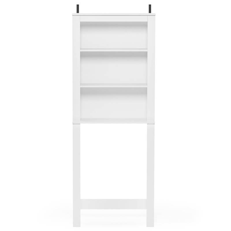 Maklaine Contemporary Engineered Wood Open Bath Cabinet in White