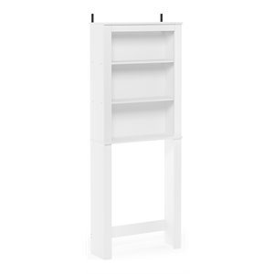 Maklaine Contemporary Engineered Wood Open Bath Cabinet in White