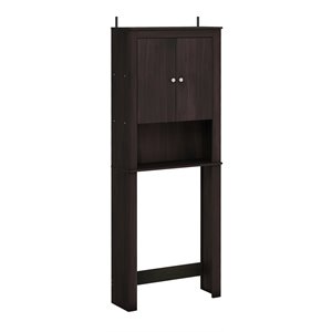 Maklaine Contemporary Engineered Wood Double Door Bath Cabinet in Espresso