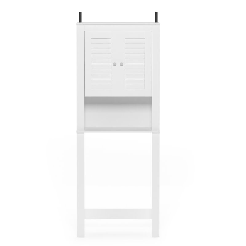 Maklaine Contemporary Engineered Wood Louver Door Bath Cabinet in White