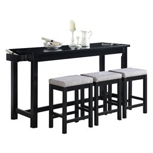 Maklaine Contemporary 4 Piece Wood Counter Height Dining Set in Black