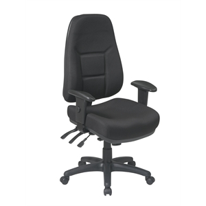 Maklaine High Back Multi Function Ergonomic Chair in Black Fabric