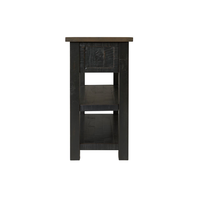 Maklaine Farmhouse Wood 2 Drawer Sofa Console Table Black and Brown