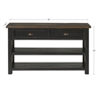 Maklaine Farmhouse Wood 2 Drawer Sofa Console Table Black and Brown