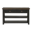 Maklaine Farmhouse Wood 2 Drawer Sofa Console Table Black and Brown